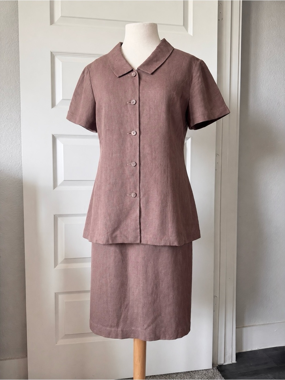 Vintage For Pete’s Sake Brown Rayon Layered Shirt Dress 90s Button Front